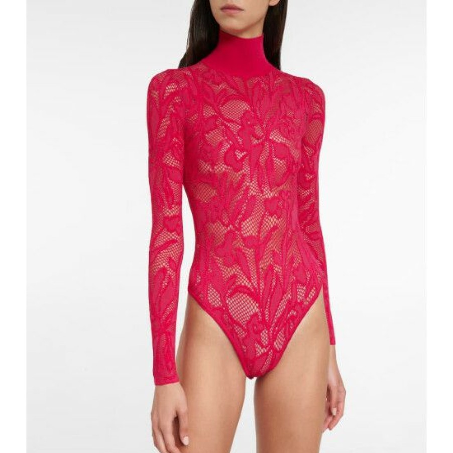 * Alaia Lace Turtleneck Bodysuit