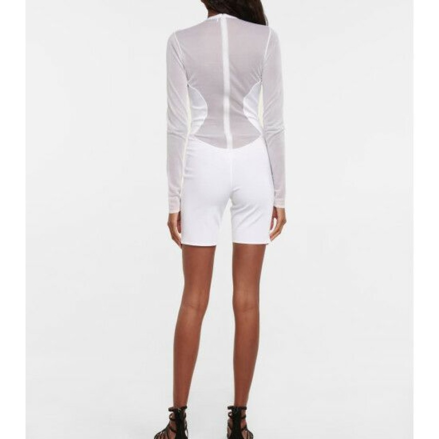 * Alaia Mesh-Paneled Crepe Jersey Playsuit