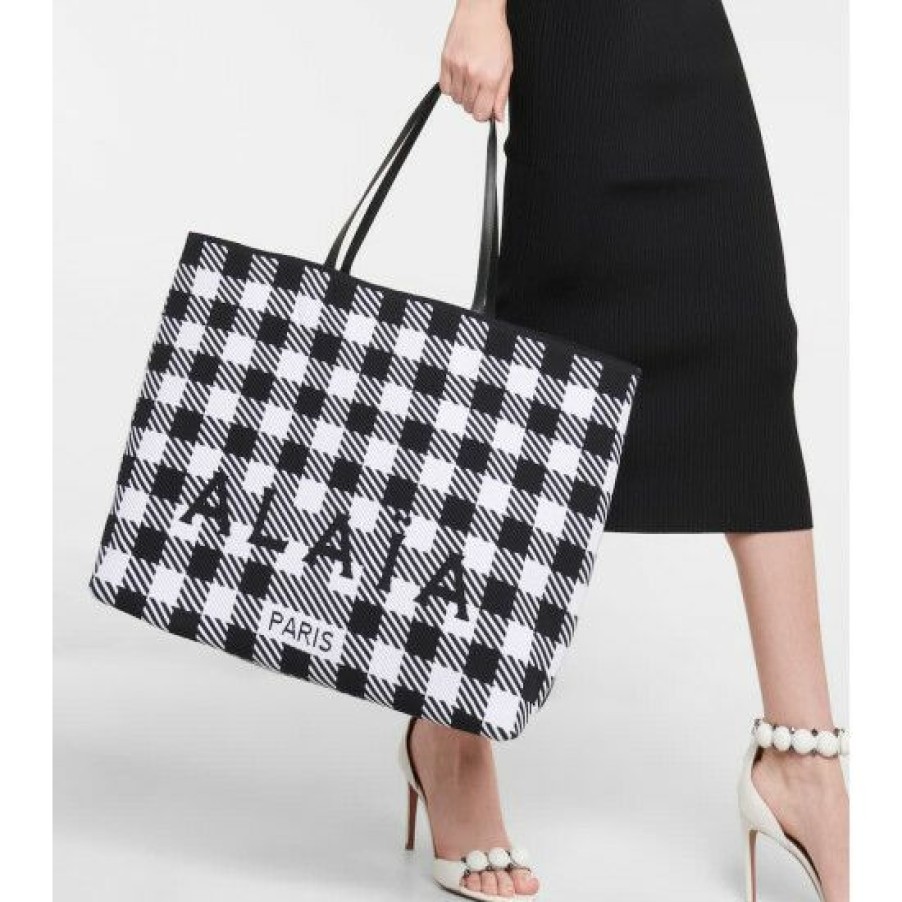 * Alaia Logo Checked Tote