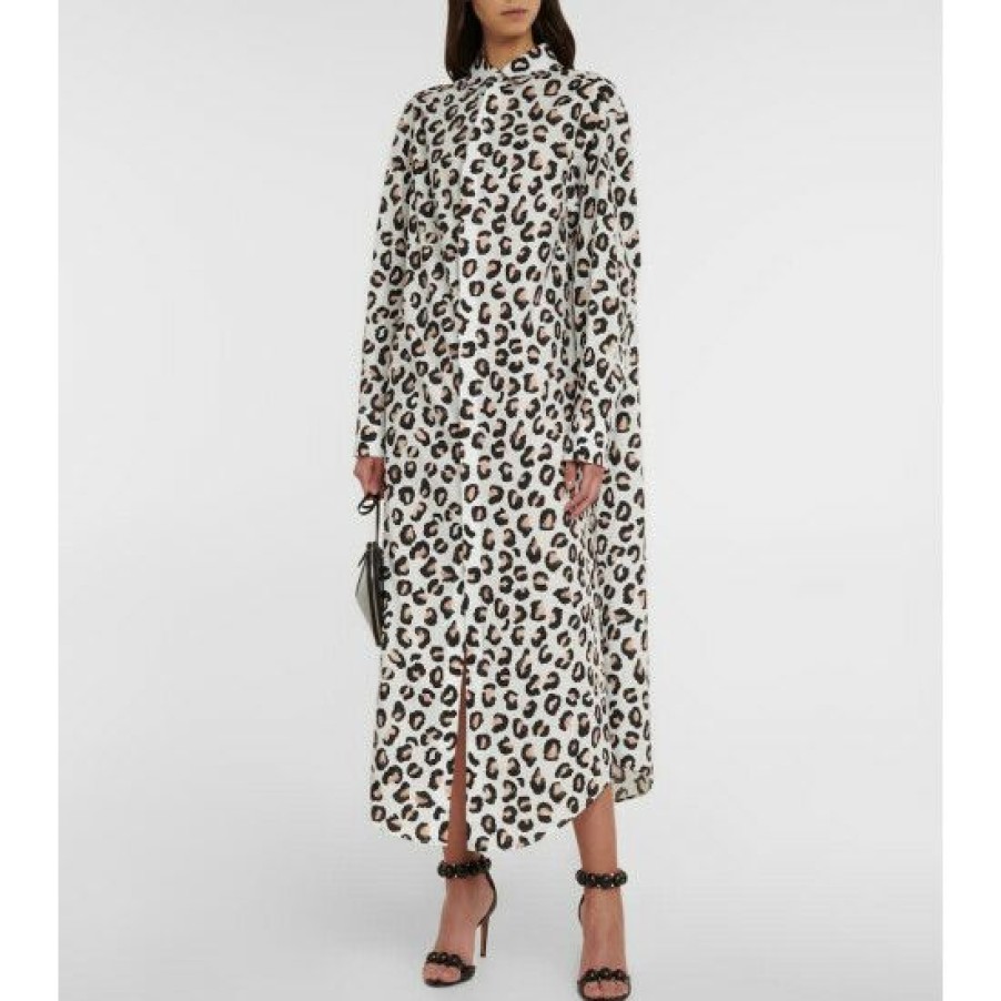 * Alaia Leopard-Print Cotton Shirt Dress