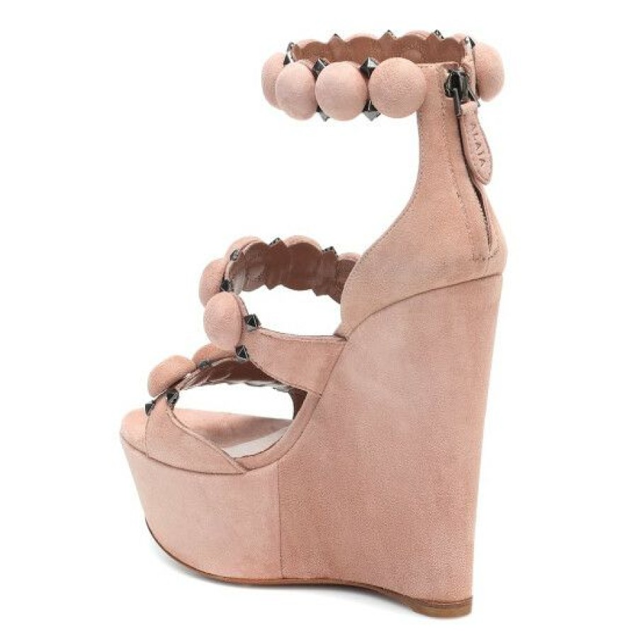 * Alaia Bombe Suede Wedge Sandals