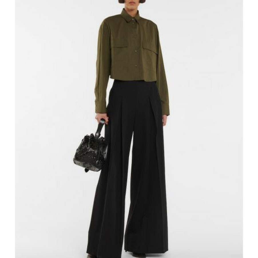 * Alaia High-Rise Flared Cotton Pants