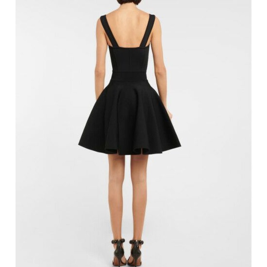 * Alaia Sweetheart-Neck Wool-Blend Minidress