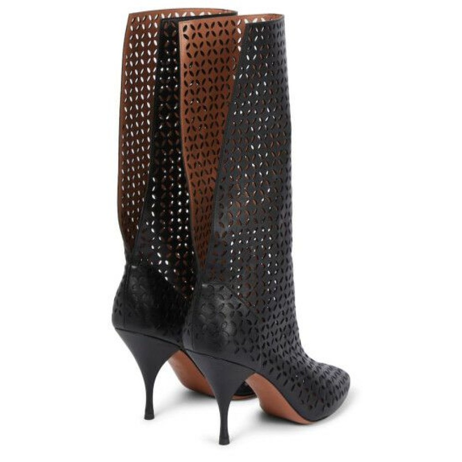 * Alaia Laser-Cut Leather Knee-High Boots