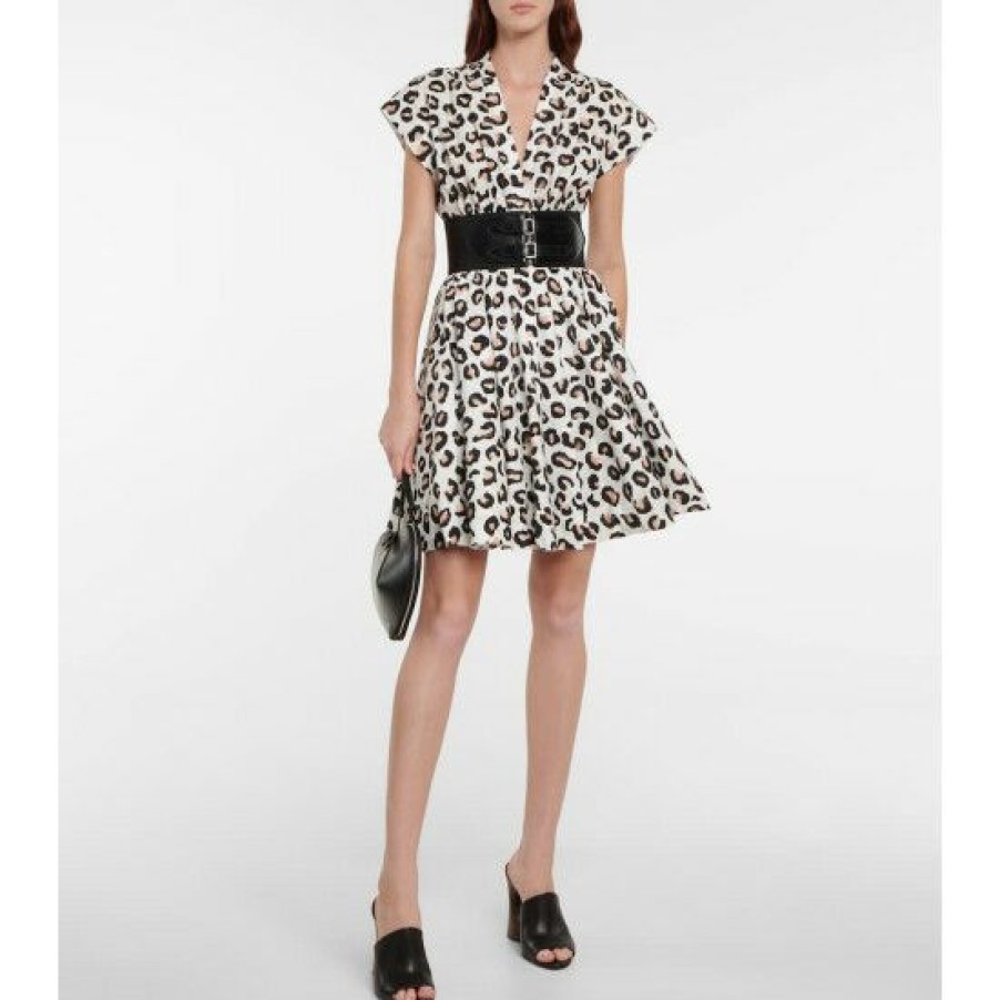 * Alaia Belted Printed Cotton Minidress